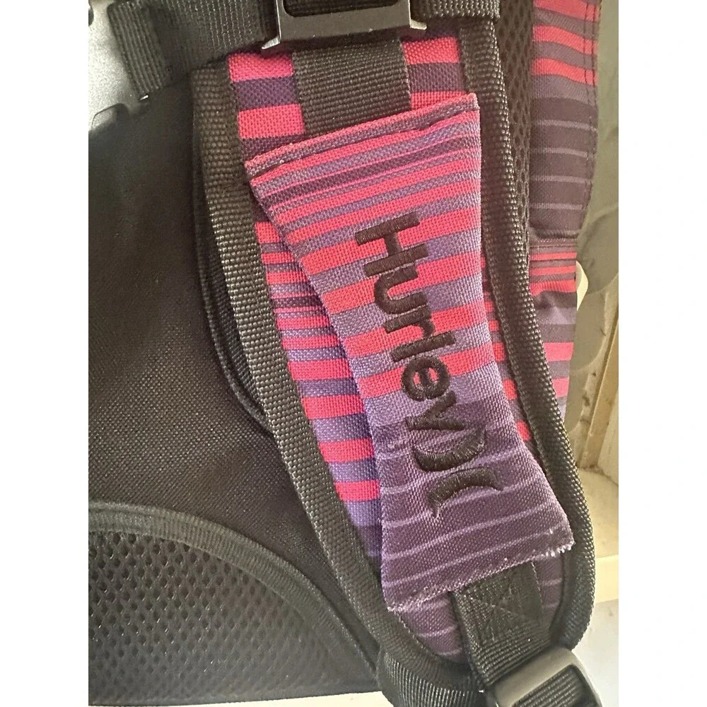 Hurley Copy Backpack Pink Striped Exclusive Compartment Laptop Casual Bag